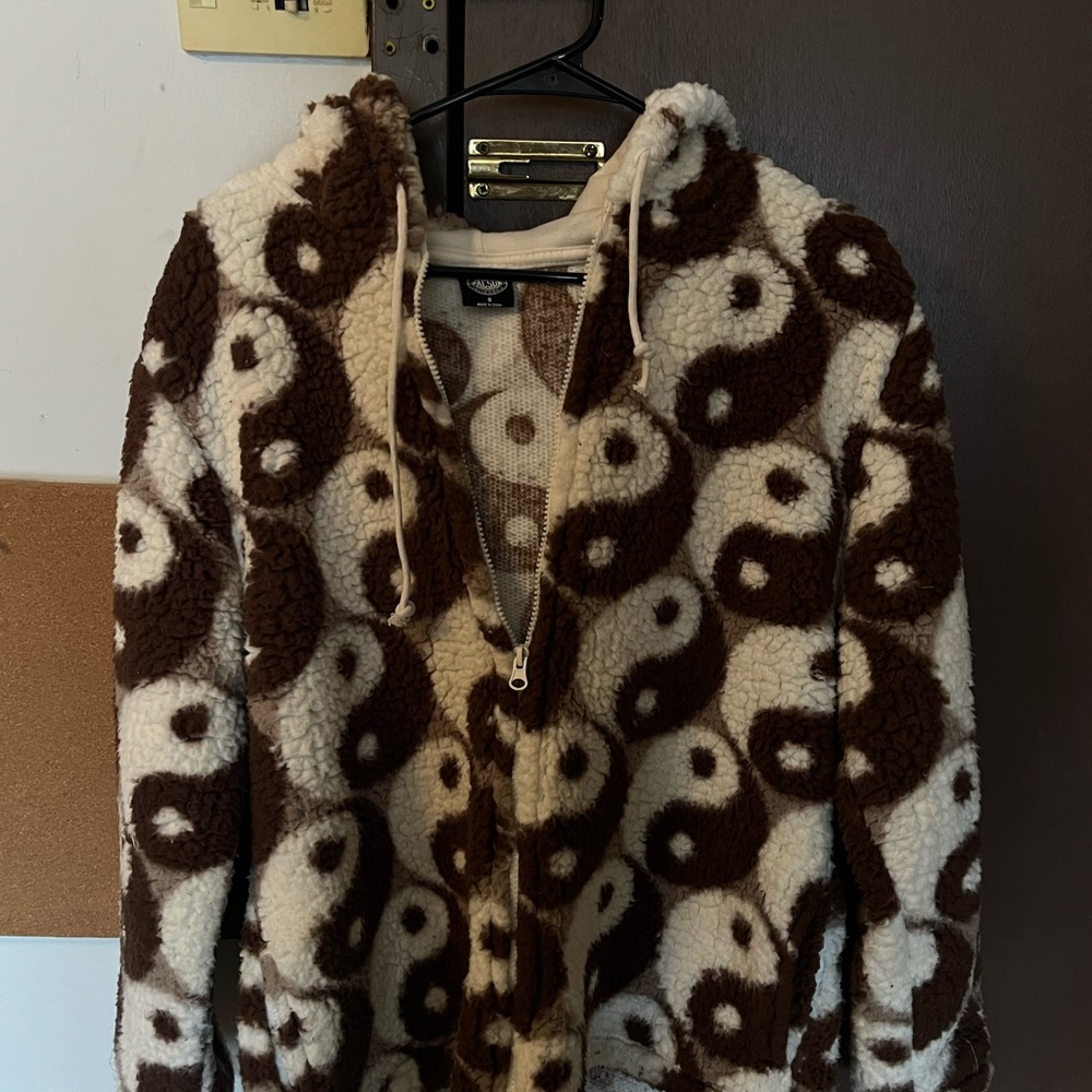 PacSun Brown and Cream YinYang Sherpa Jacket